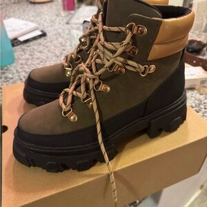 Tan and Black Hiking Boots